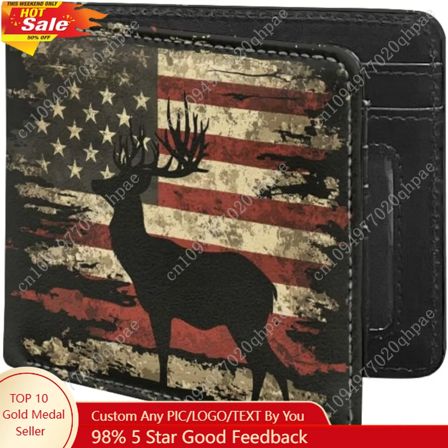 

Coldinair American Flag Boy Cool Wallet Deer Leather Wallet for Boys Kids Purse Bifold Rfid Blocking Wallet with Coin Pocket and