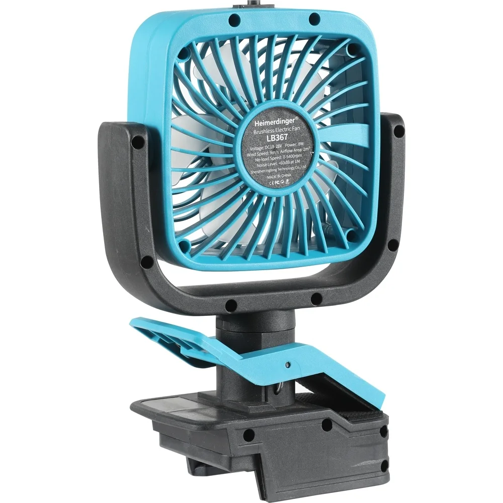 Heimerdinger LB367 18-21V Kipas Tanpa Sikat Rotor Luar Tanpa Kabel Kipas Klip Baterai Portabel 9m/s 5400RPM Kipas Kerja Berkemah