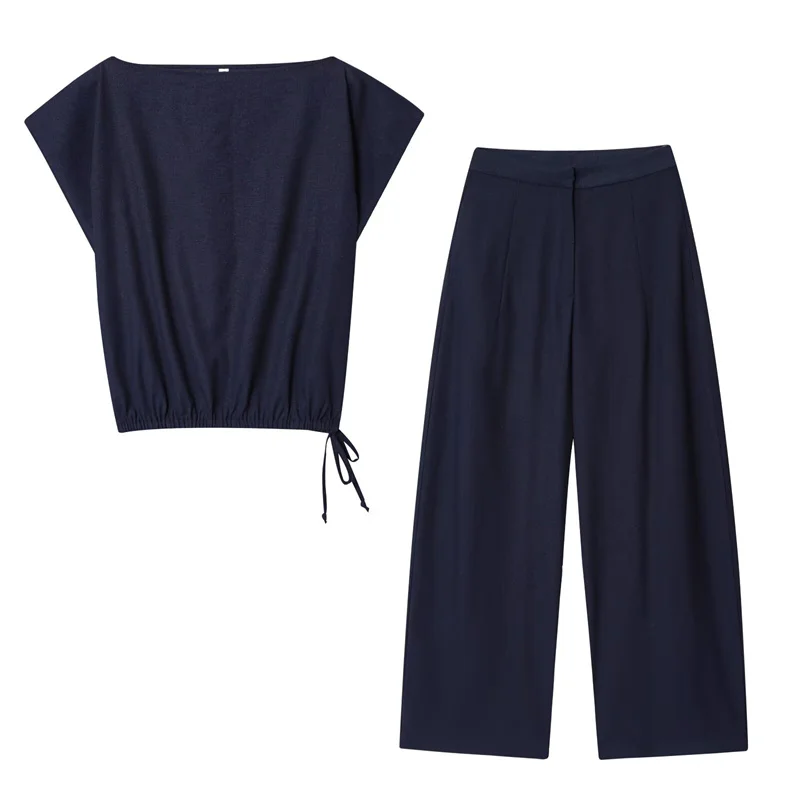 

Women's Set 2025 Office & Party Lace-up Vest Balloon Fit Pants Casual Women's 2-Piece Set