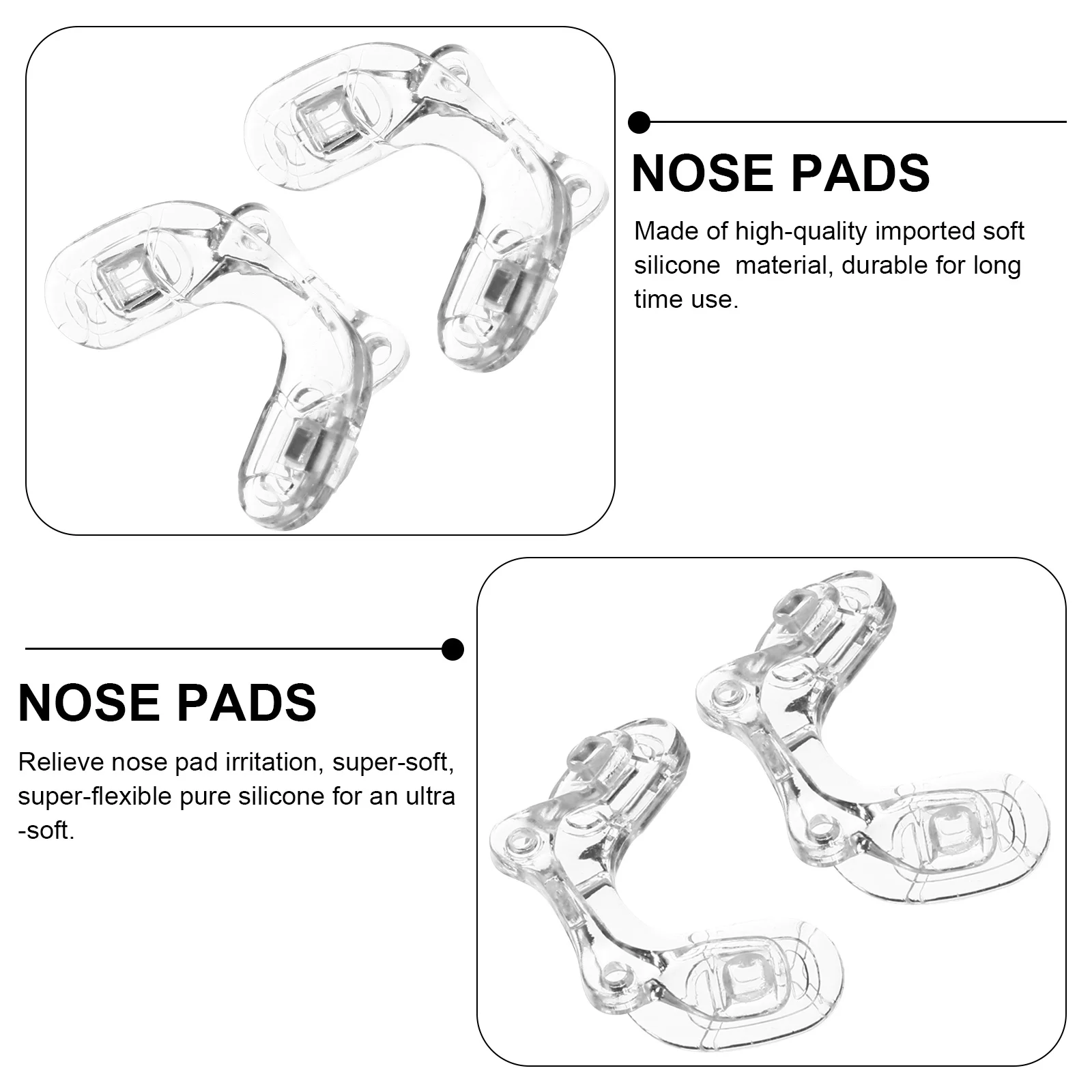 

1 set Silicone Nose Pads For Glasses U Shaped Bridge Non-Slip Soft Eyewear Accessory Replacement For Running Climbing
