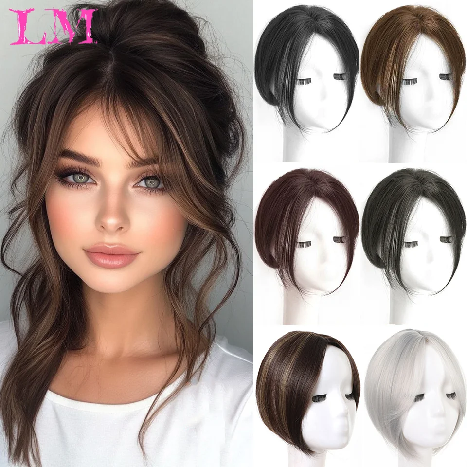

Женский топпер для волос LM с заколками, 100% человеческие волосы Remy, топперы для тонких волос, натуральный цвет, заколка в цельном наращивании волос