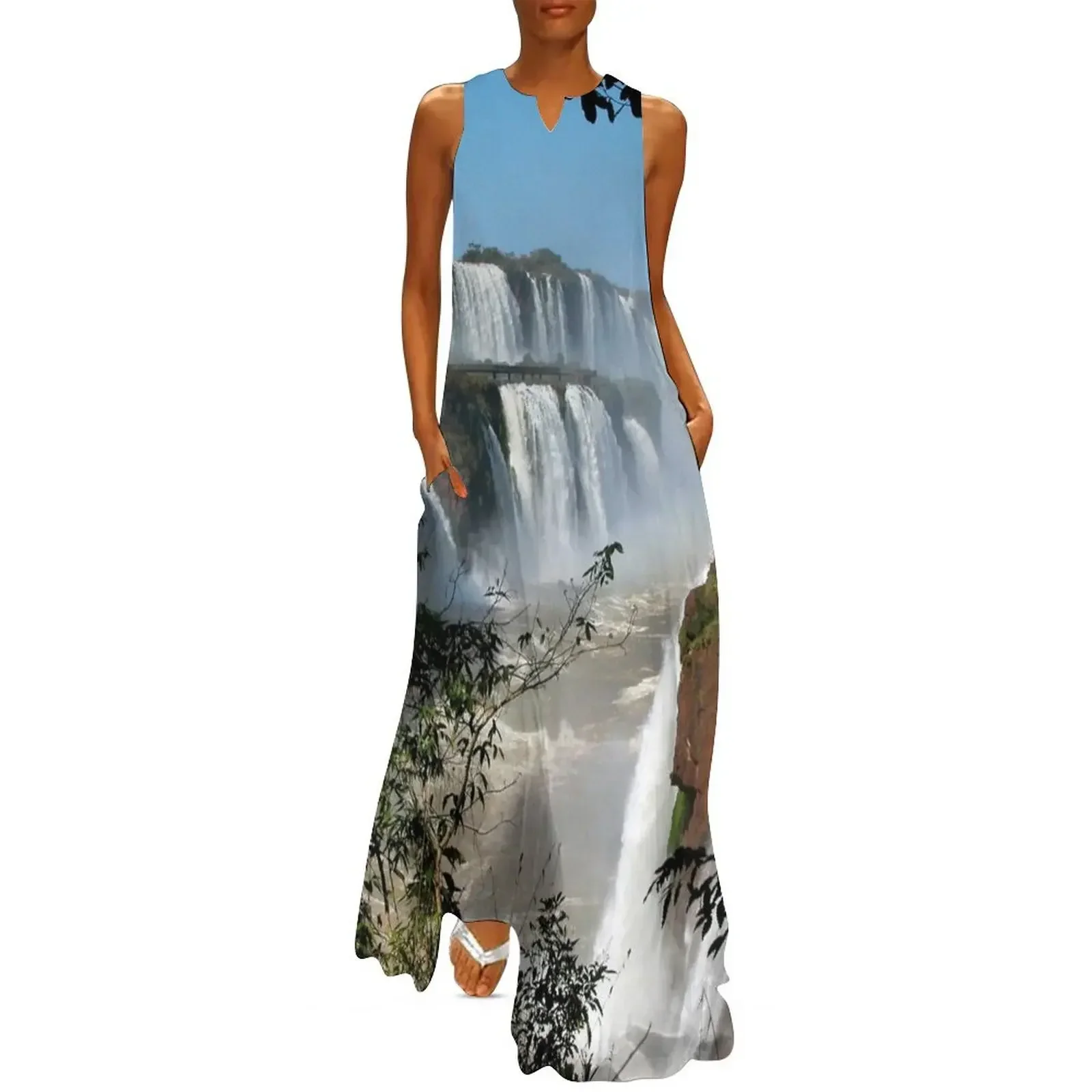 

Iguazu Iguassu Waterfall Landscape Panorama Scenery, Brazil Argentina 8 Long Dress Summer women's clothing Clothing Dress