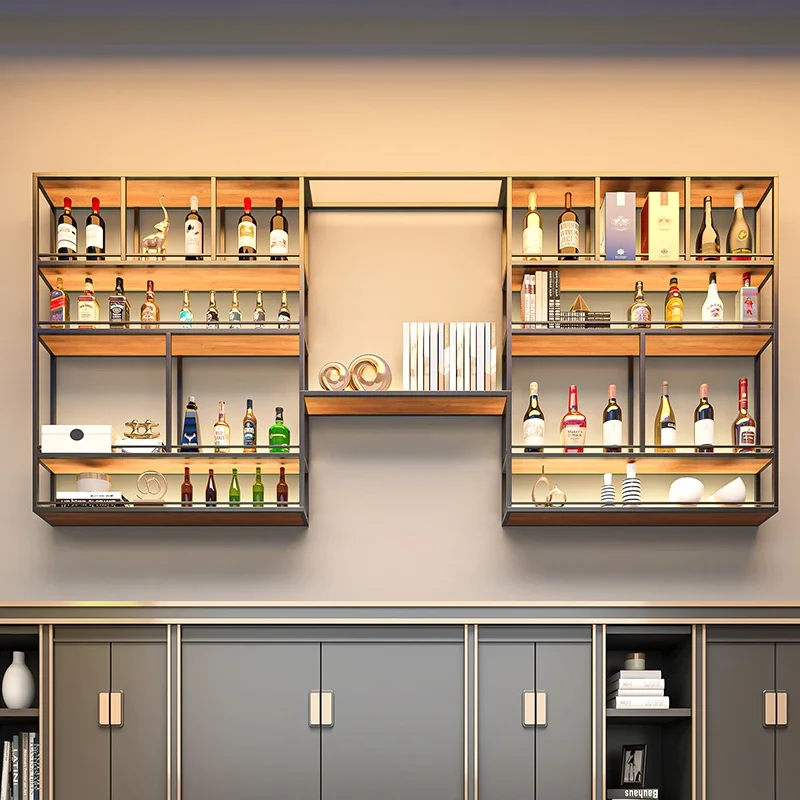 

Modern Nightclub Bar Furniture Showcase Wall Kitchen Storage & Organization Wine Bottle Rack Vinegar Beverage Cabinet Mini Shop