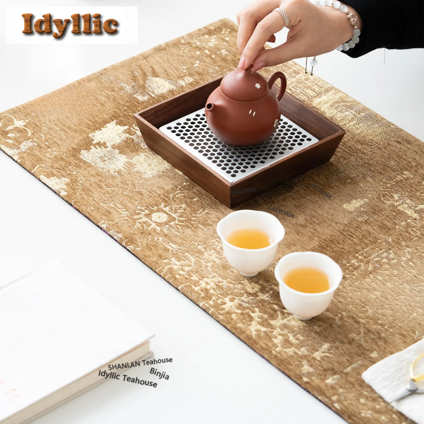 Purple Gold Brocade Tea Table Mats Boutique Zen Tea Table Cloth Drink Coaster Household Dinner Table Cloth Mat Teaware Gifts