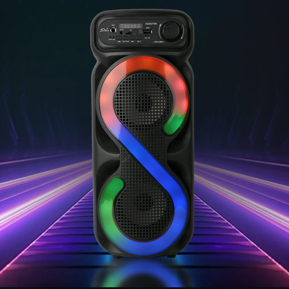 Bluetooth-Compatible Speaker Karaoke Speaker with RGB Light Portable Boombox Remote Control Outdoor Speaker for Outdoor Camping