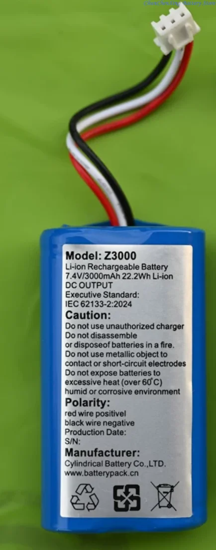 ALLCCX 7.4V 3000mAh Rechargeable Lithium Battery for Laser Particle Counter Microcomputer Dust Concentration Tester Z3000