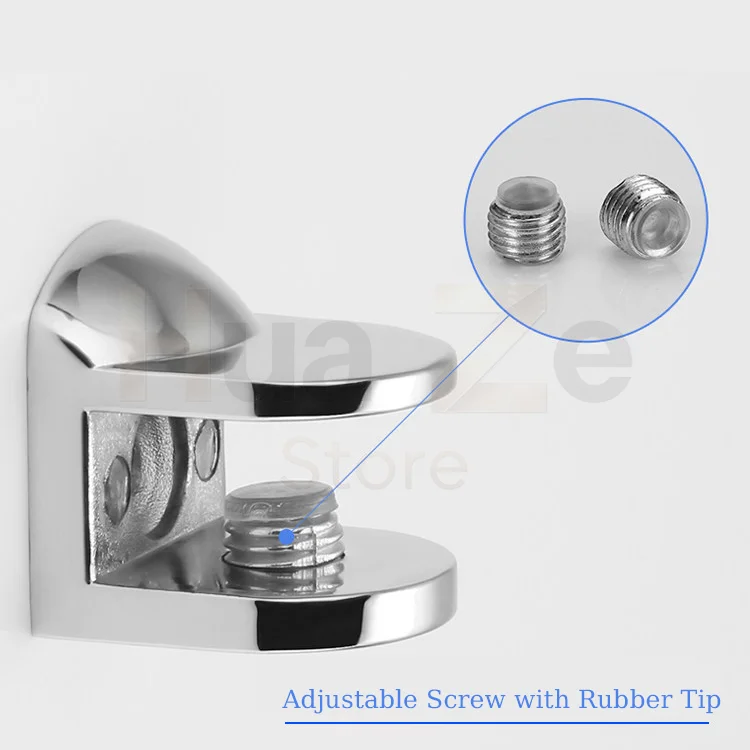 4PCS Square Chrome Glass Shelf Clamp Holder Aluminum Bracket Adjustable Support Clip for 5/6/8/10/12mm Thick Glass Board
