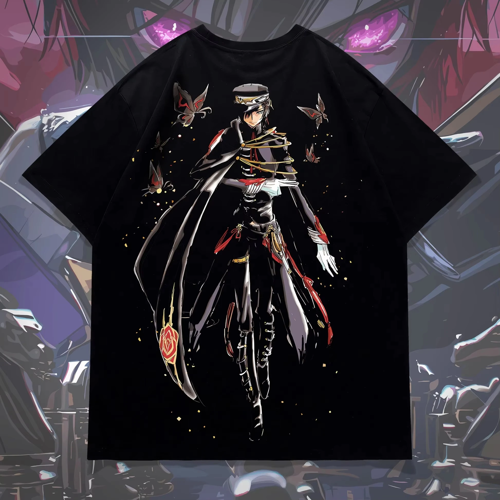 2026 Anime Code Geass T‑Shirt Lelouch Print Short Sleeve Tee Casual Street Tops Rebellion Character Art for Men Women Otaku Fans