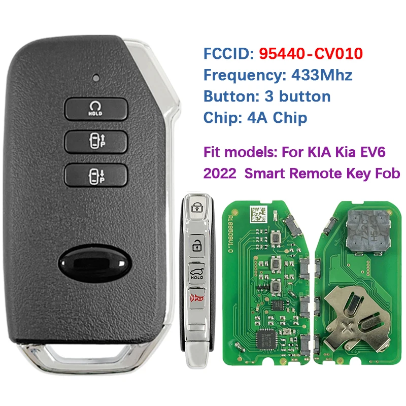 

CN051191 Послепродажный 7-кнопочный смарт-брелок 4A Чип 433 МГц FCC 95440-CV010 CQOFD01340 Пульт дистанционного управления без ключа для Kia EV6 2022