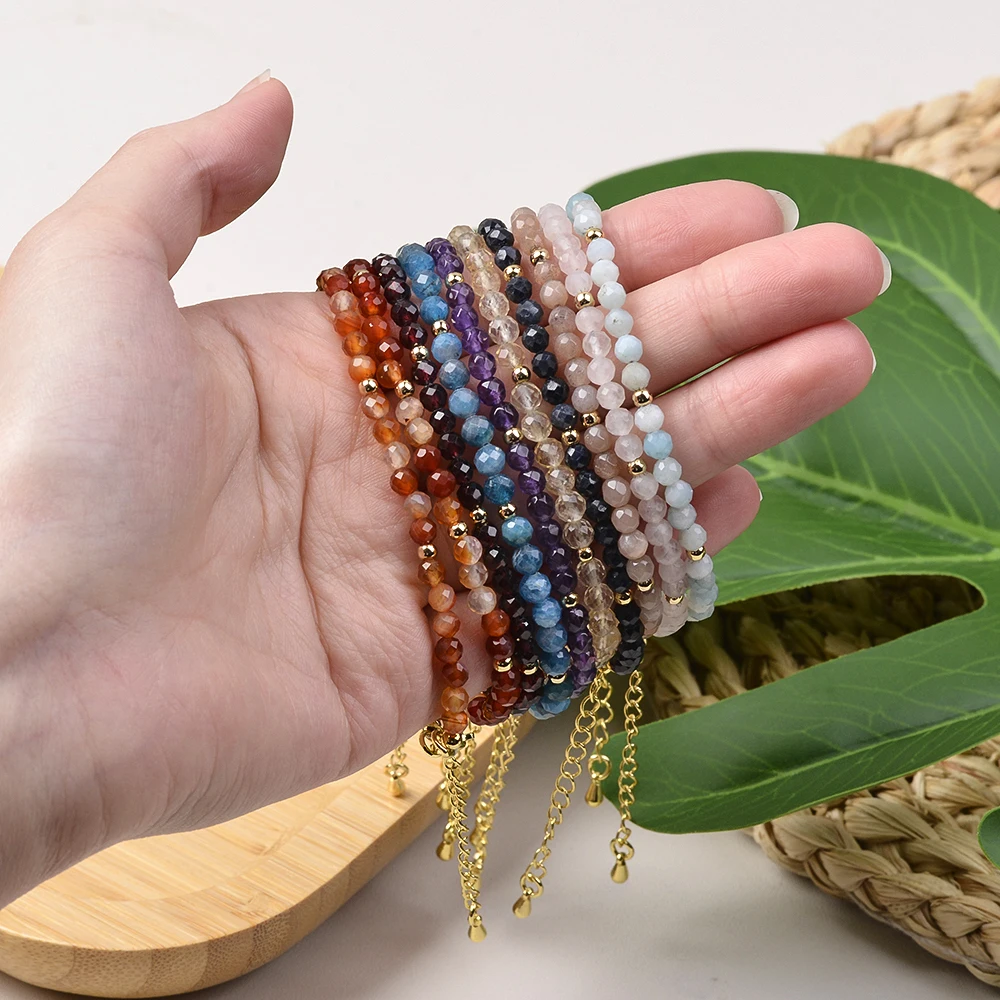 Amethyst Amazonit Granat Regenbogen Fluorit Karneol Apatit Schwarzer Spinell 4mm Natürliche Edelstein Perlen Armbänder Für Frauen Geschenk – Detail 1