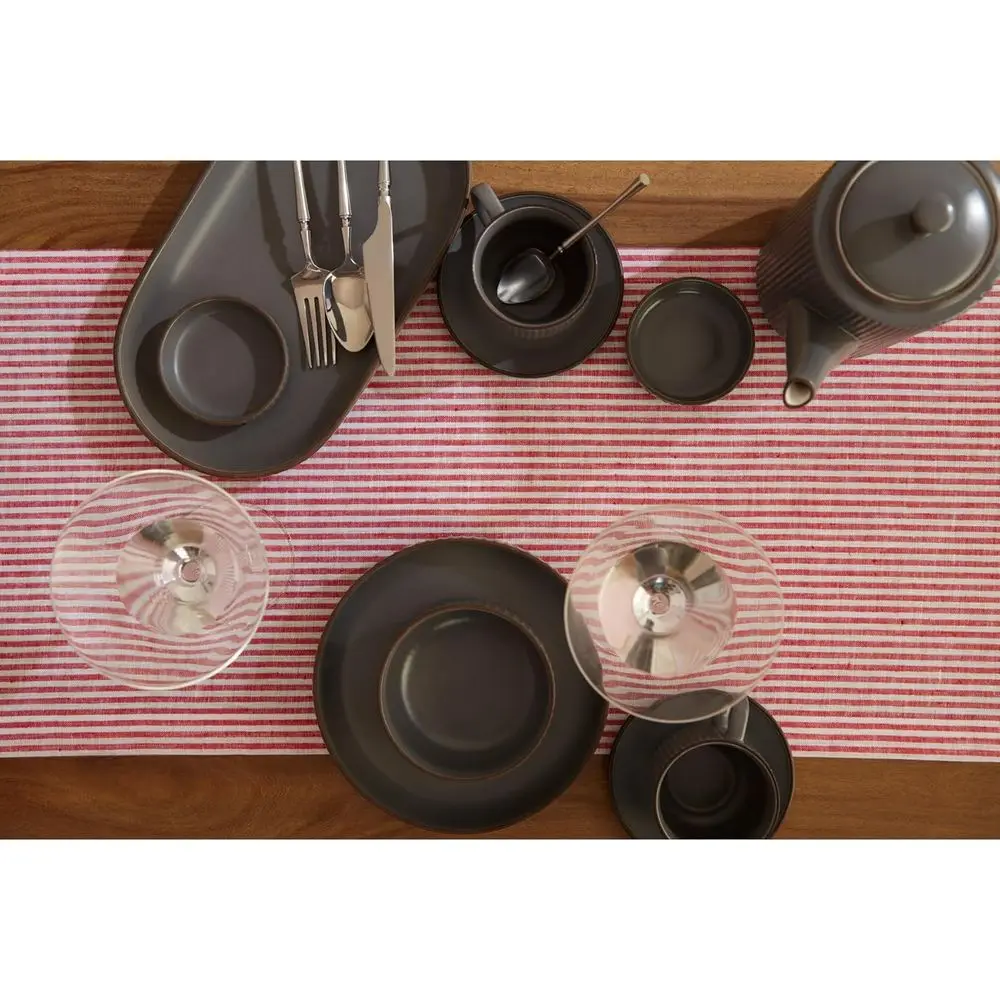 Pure Linen Red & White Striped Table Runner, 14 x 108, Perfect for Christmas & Winter Dining