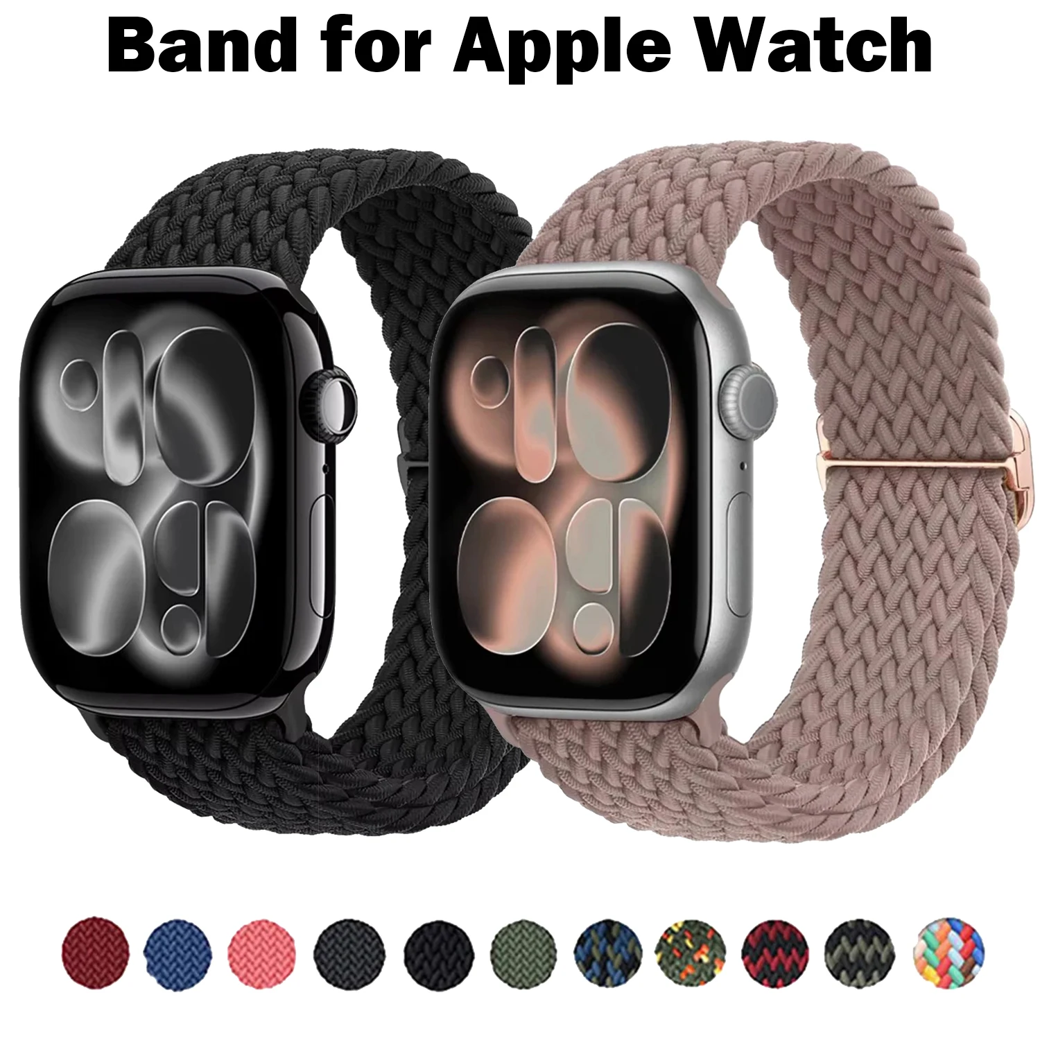 Nylon-Geflechtarmband für Apple Watch 46mm 45mm 44mm 42mm 41mm 40mm Atmungsaktives Band für iWatch Ultra 2 Series 11 10 9 8 7 6 5