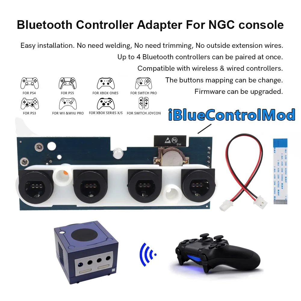 

Беспроводной Bluetooth-адаптер iBlueControlMod для консоли NGC, внутренний адаптер для беспроводного контроллера GameCube.