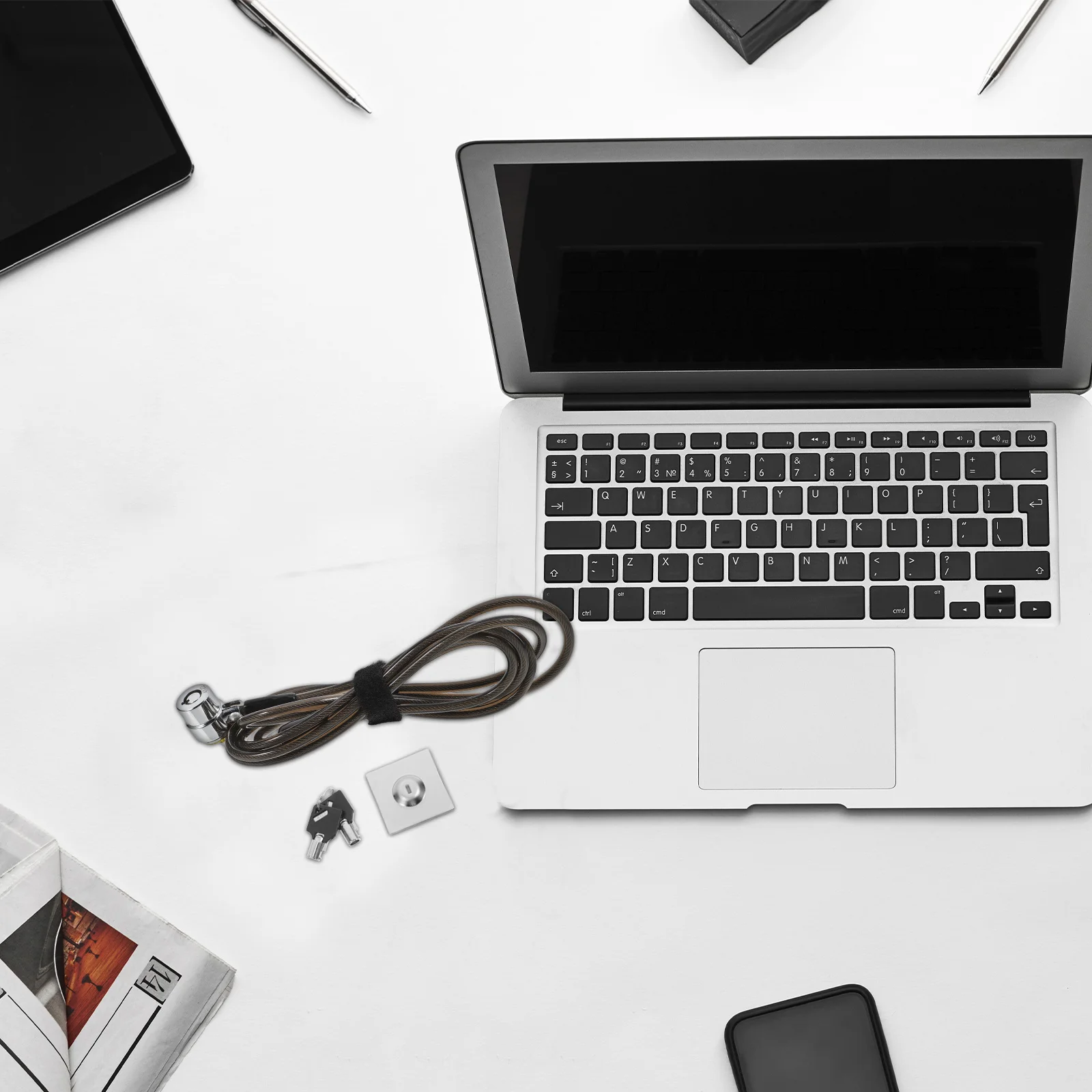 

2m Thickened Steel Cable Laptop Lock Zinc Alloy Anti-Theft Security Lock for Notebook Computer Laptop Desktop Office Dorm