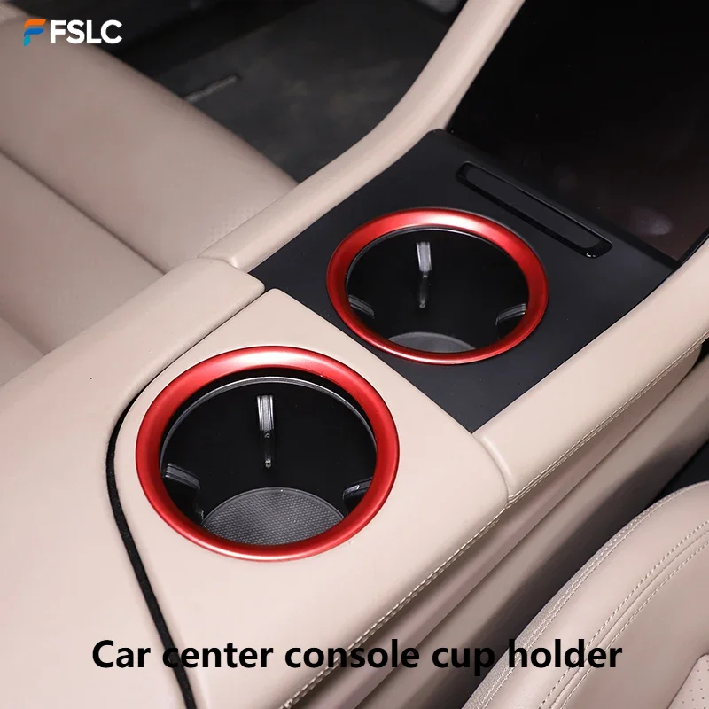 

⭐Genuine⭐ Car Upgrade For Porsche Taycan 2019-2026 Genuine Aluminum Cup Holder Trim Ring Central Control Anti-Attrit Protector