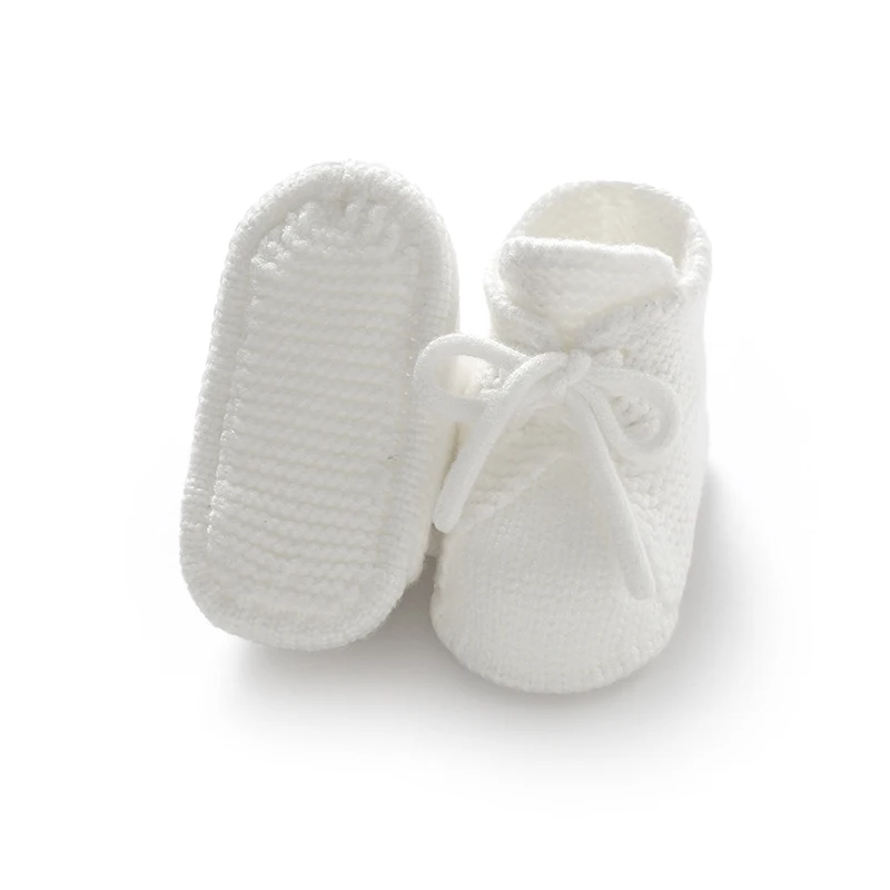 Baby First Walkers Shoes Solid Anti-Slip Newborn Boys Girls Booties 0-12m Soft Soled Infant Unisex Prewalkers Hand Knit Footwear