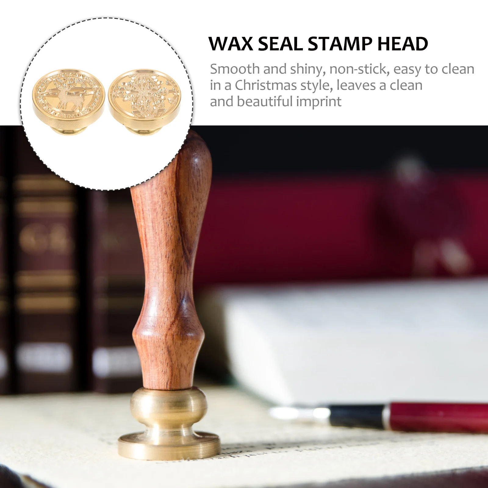 

2Pcs Fire Wax Seal Stamp Heads Xmas Design Heavy Duty Alloy for Envelope Wax Sealing Stickers Smooth Finish Reusable Sealing