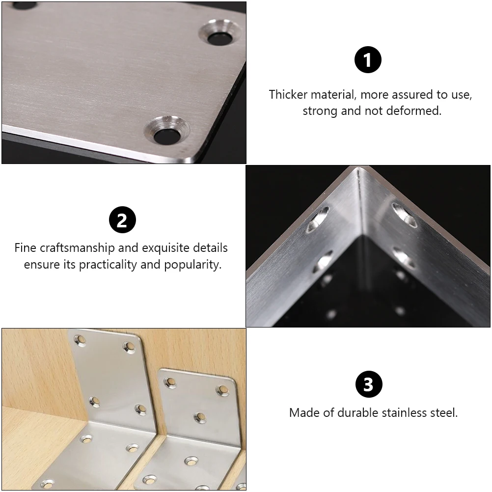 

2Pcs Heavy Duty Angle Brackets Stainless Steel Corner Bracket 90 Degree L Shape for Shelving Joint Fastener Corner Brace