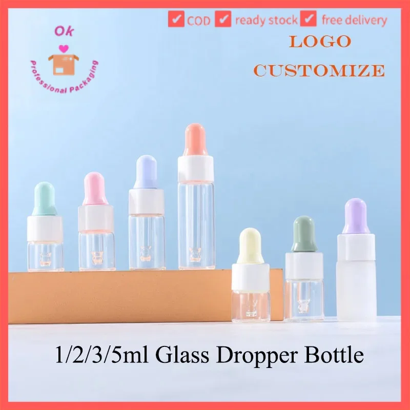 

100pcs 1ml Clear Glass Dropper Bottle 2ml Perfume Frosted Glass Bottle 3ml Essential Oil Travel Container 5Mml Sample My2311032