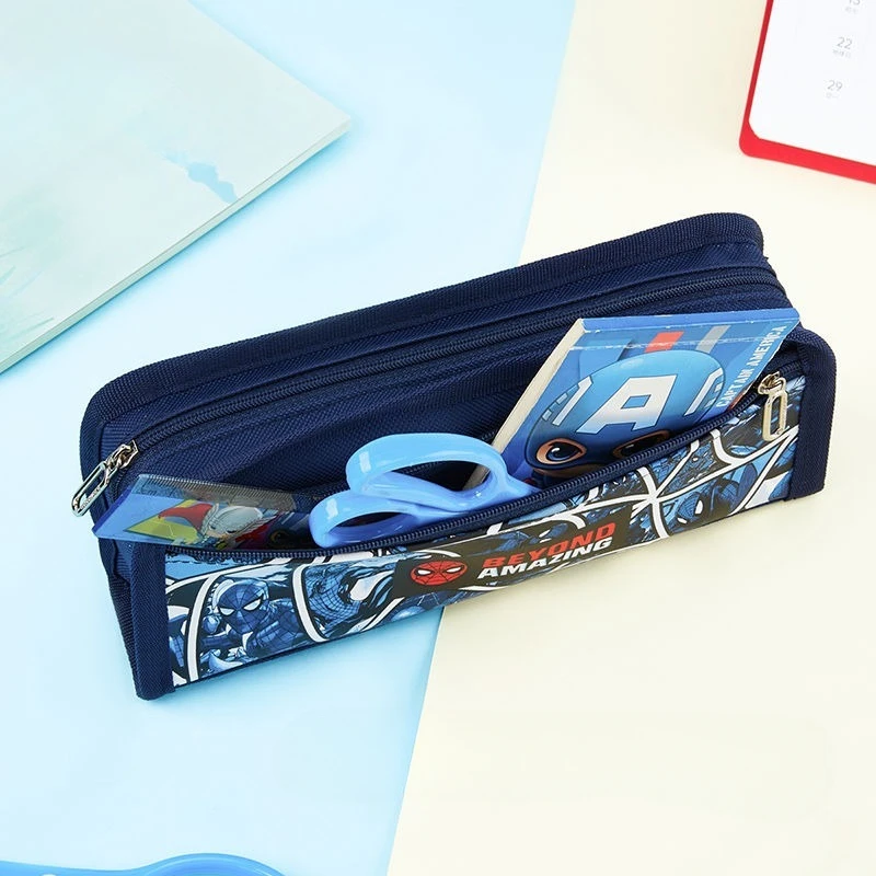 Marvel Spiderman Peripheral Movies Large Capacity Stationery Storage Bag Portable Double Layer Stain-Resistant Stationery Box