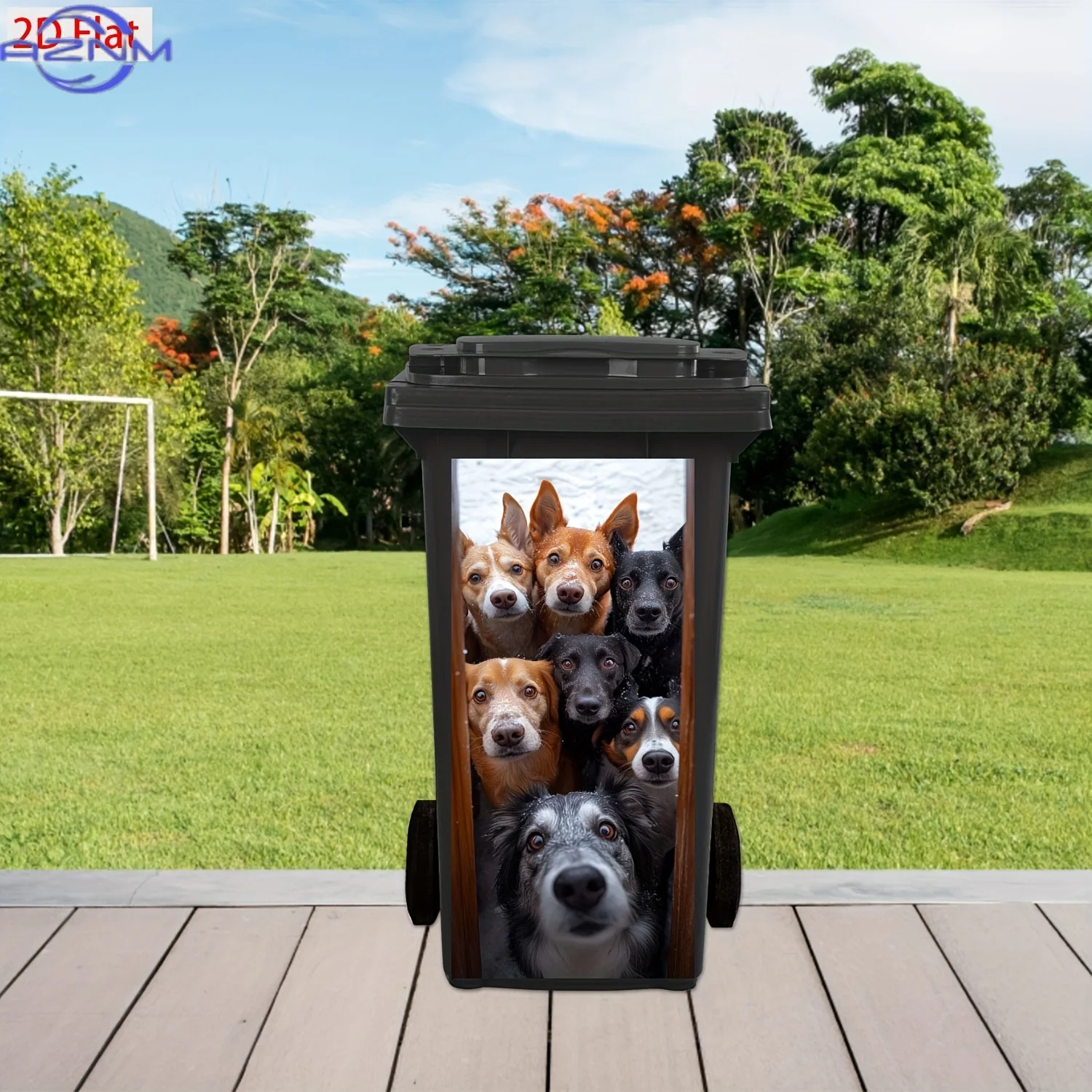 1pc Charming Dog-Themed Trash Can Sticker - Waterproof PVC, Self-Adhesive, Moisture-Resistant, Ideal for Home & Kitchen Decor,