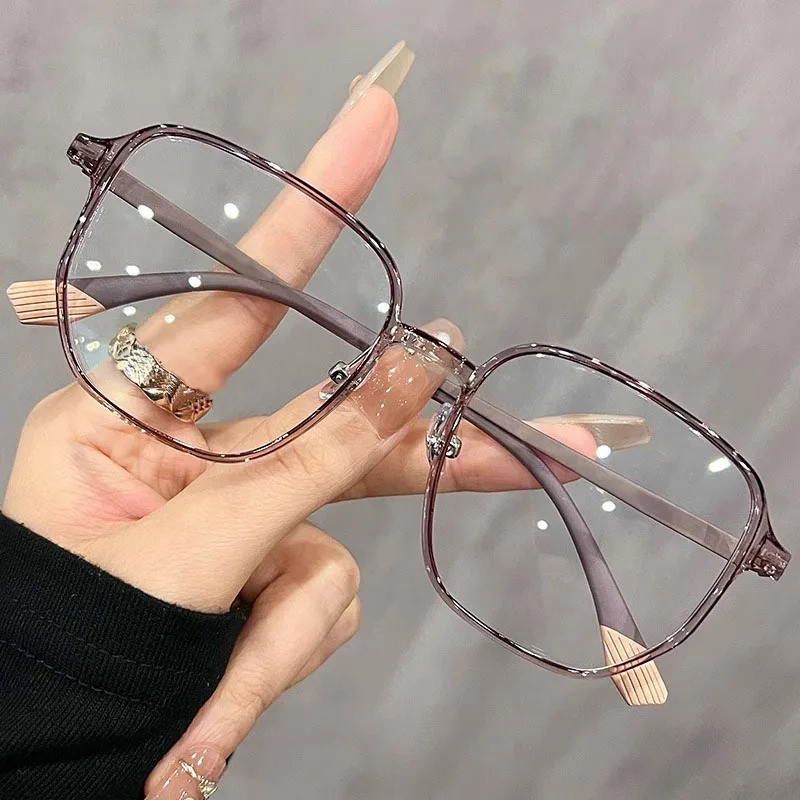 TR90 Große Rahmen Schlanke Anti-blaue Brille Für Frauen Modische Kontrast Farbe Polygonale Augen Objektiv Rahmen Optische Gläser