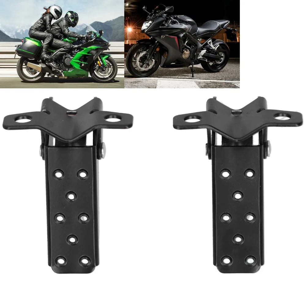 1 Pair Black Motorcycle Foot Pegs 8mm Diameter Clamp-On Mount Foldable Footrest Crash Bar Footrest For Cruiser Bobber Chopper