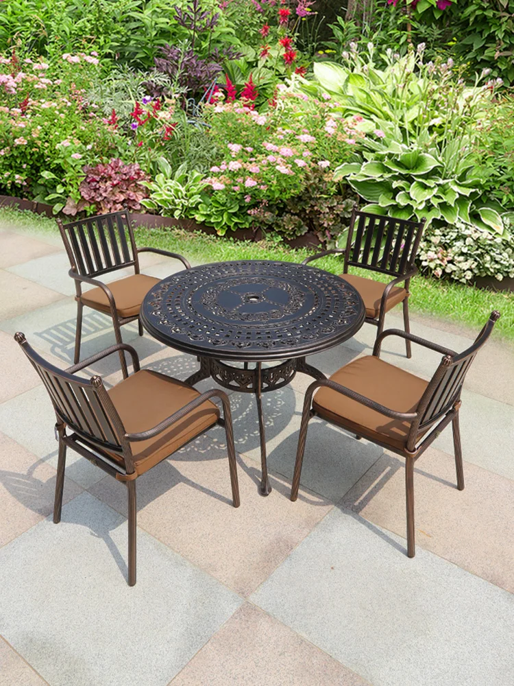 Outdoor courtyard table and chair villa household cast aluminum outdoor balcony garden leisure meal