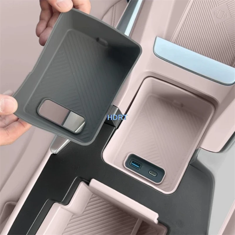 For XPeng Mona M03 2025 Car Style Center Console Storage Box Dust Proof Pad USB Slot Container Case Organizer Cover Accessories