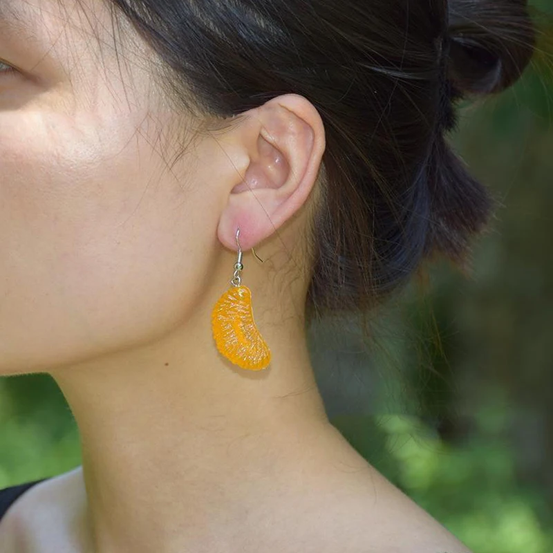 1Pair Fashion Cute Imitation Orange Earrings Creative Funny Fruit Studs Earring For Girls Summer All-match Ear Jewelry Gift