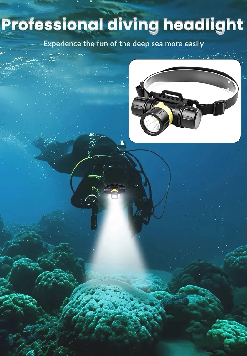 Professional LED Scuba Diving Headlamp XHP70 IPX8 Rate Waterproof Headlight Underwater Dive Head Torch Super Battery Life image 3