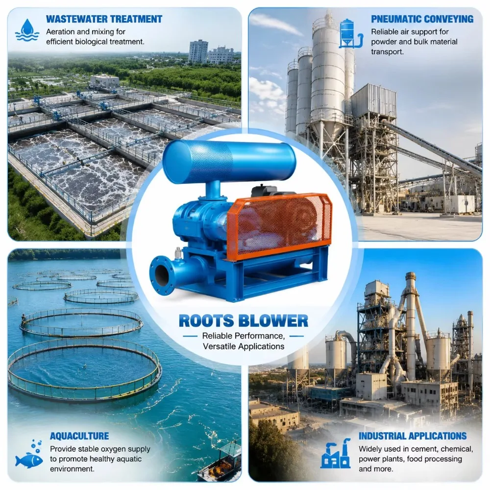 Heavy Duty Industrial Roots Blower Low Vibration High Pressure Air Blower
