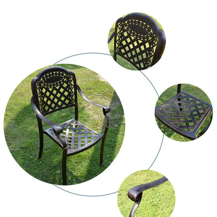 Good price luxury modern outdoor patio cast aluminum furniture all weather dining sets Mosaic BBQ Garden Patio table and chairs