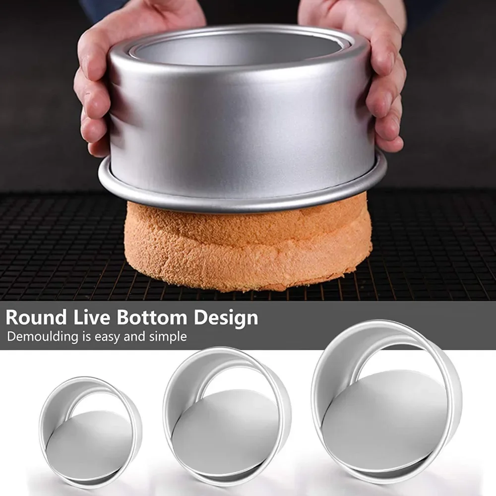 4/6/8 Inch Bottom Chiffon Cake Pan Anodized Finish Deep Tall Layer Cake Pan Round Cake Pan Aluminum Alloy Removable