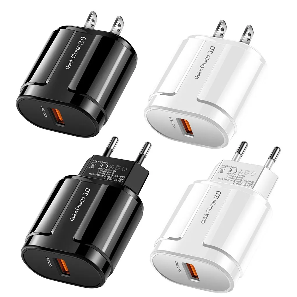 New 18W3A Fast Charger QC 3.0 USB Charger Quick Charge 3.0 Phone Charger for iPhone for Huawei for Samsung for Xiaomi EU US Plug