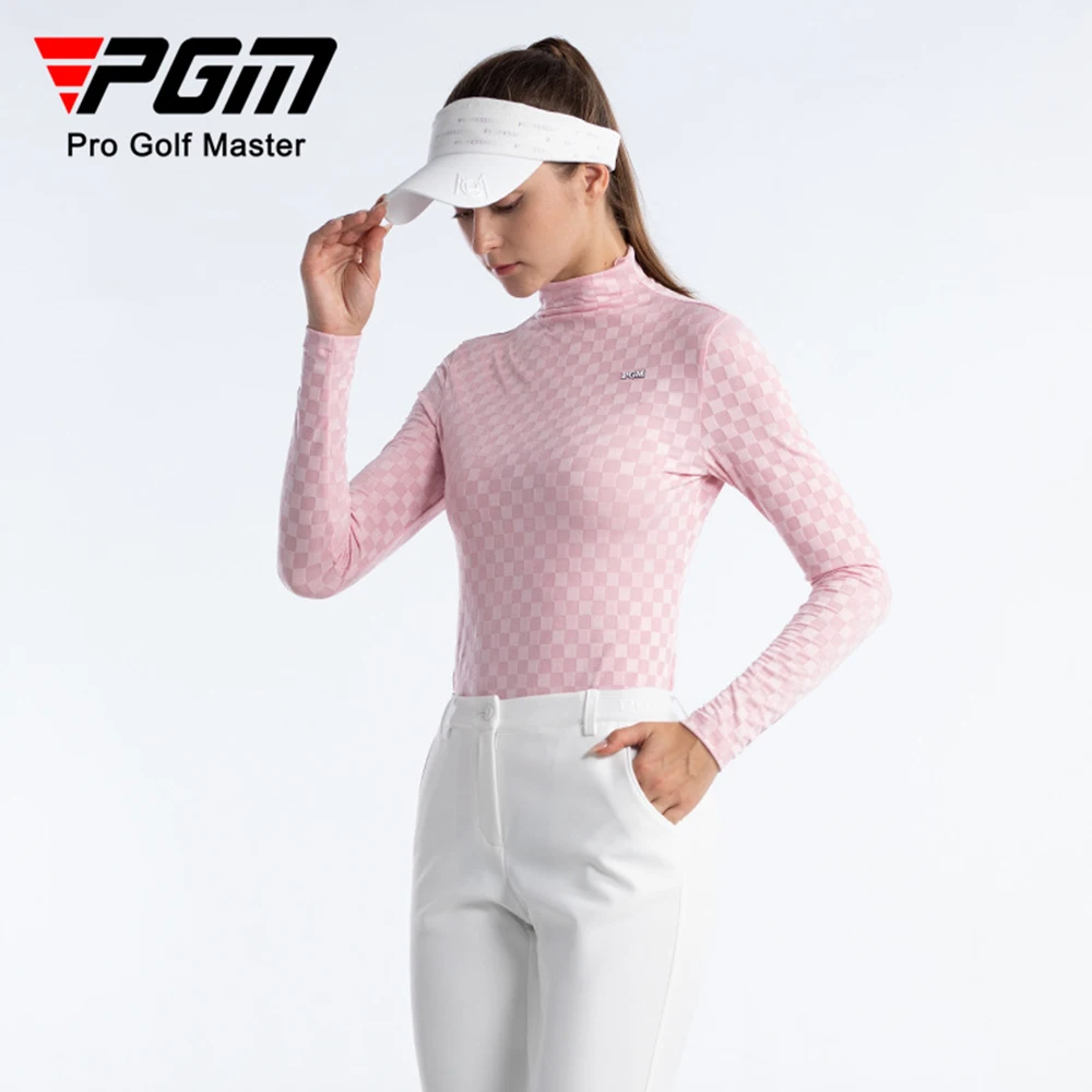 PGM Women Golf Long Sleeve T Shirts Underlay Autumn Winter High Neck Miękki i wygodny top Odzież damska Biały Różowy Czarny