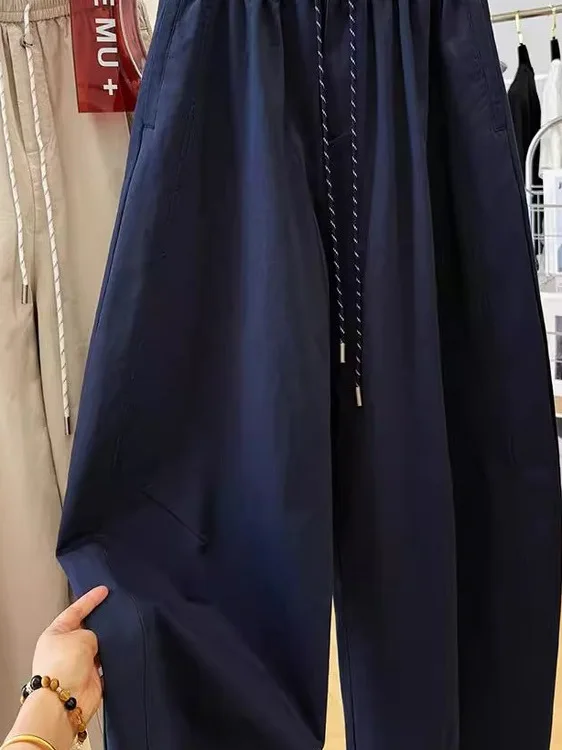 

Свободные повседневные брюки-шаровары унисекс для лета, больших размеров, с широкими штанинами, удобной посадкой, высокой талией, прямые брюки-труба