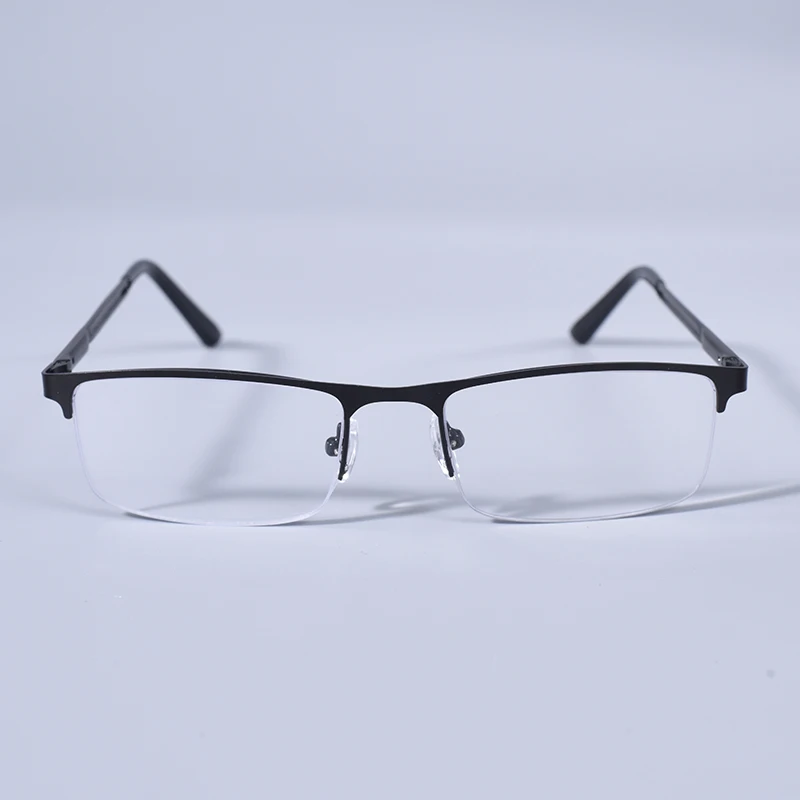2025 männer Blau Licht Blockieren Lesebrille Metall Halb Rahmen Brillen Mit Frühling Scharnier Computer Reader + 125 + 175 – Detail 3