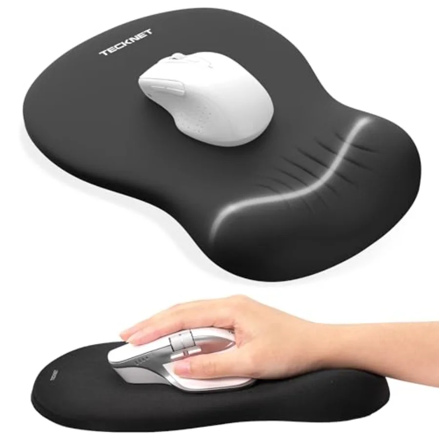 

Ergonomic Mouse Pad with Wrist Rest, Memory Foam Mousepad with Wrist Support, Smooth Surface, Middle Concave and Non-Slip Base