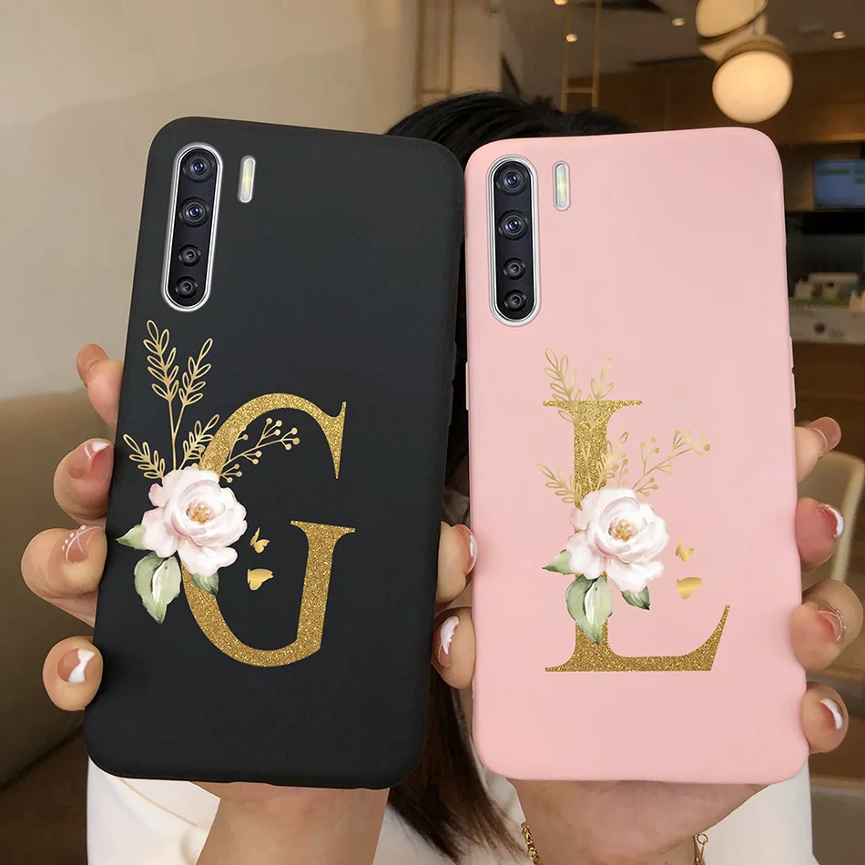 For OPPO A91 F15 Reno3 Phone Case Couple A-Z 26Letter Anti Drop Soft Silicone Matte Back Cover For OPPO A 91 F 15 Reno 3 Bumper