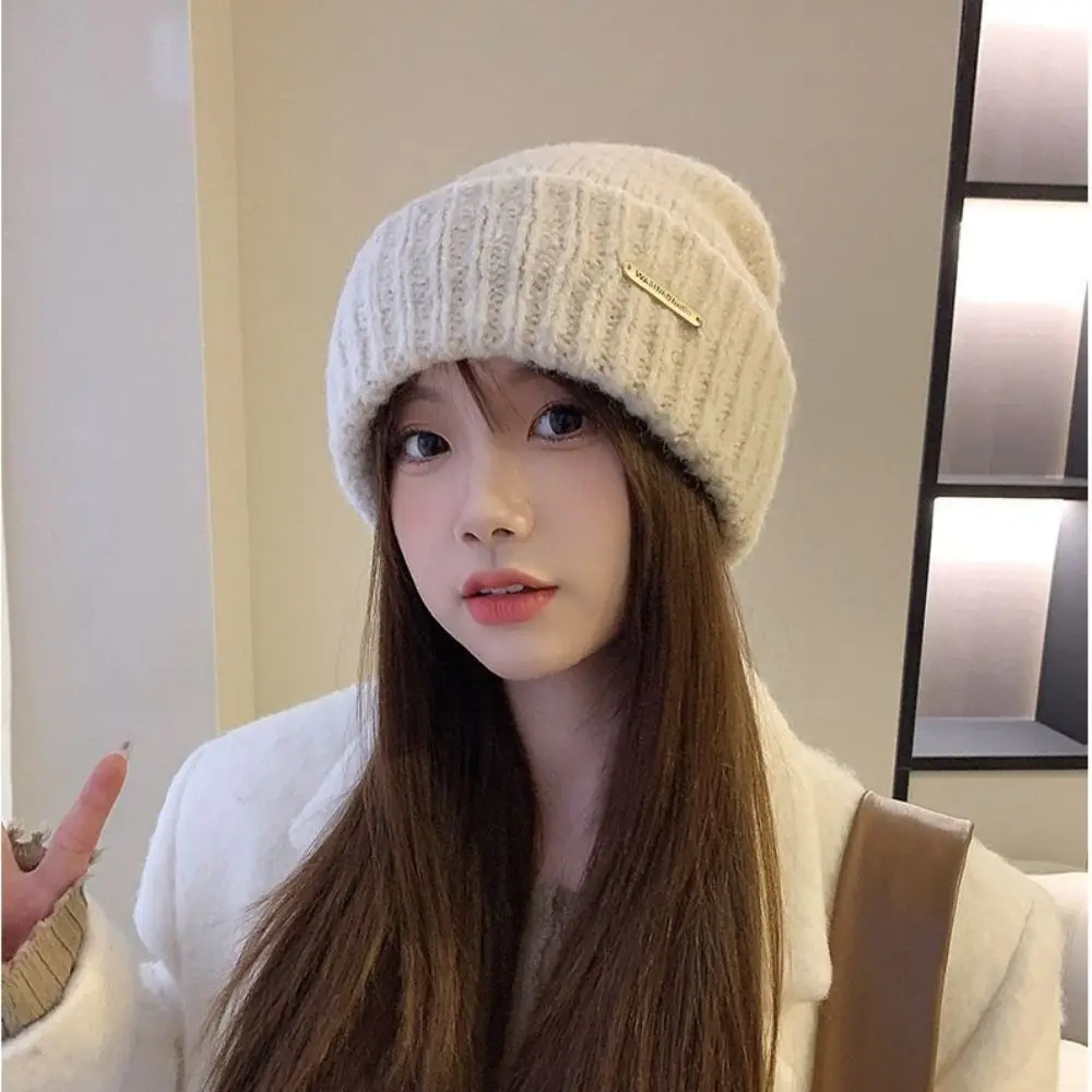 Retro Warm Cap Knitted Hat Korean Wool Hat Crochet Basin Cap Jennie Style Solid Color Knit Beanie Winter