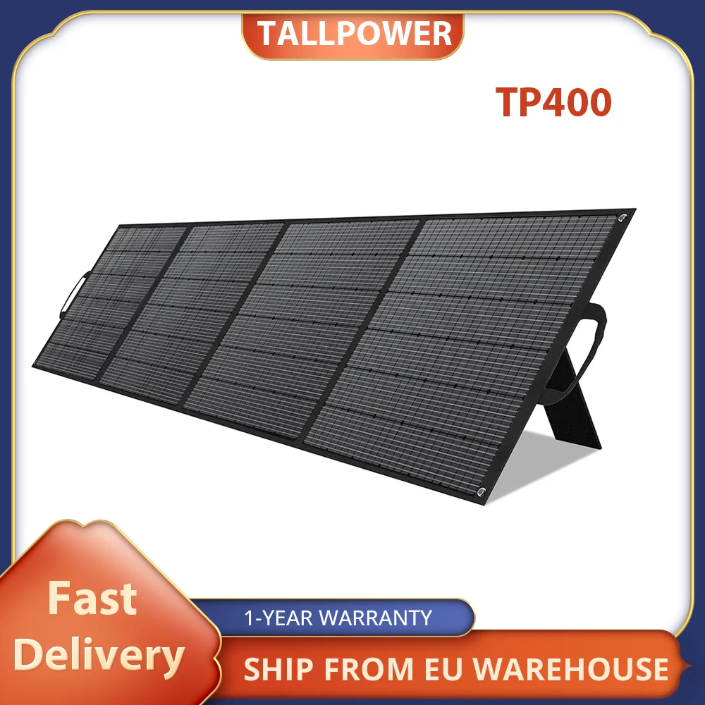 TALLPOWER TP400 400W Portable Solar Panel, 23.4% High-Efficiency Solar Power Generation, Series and Parallel,IP67 Waterproof