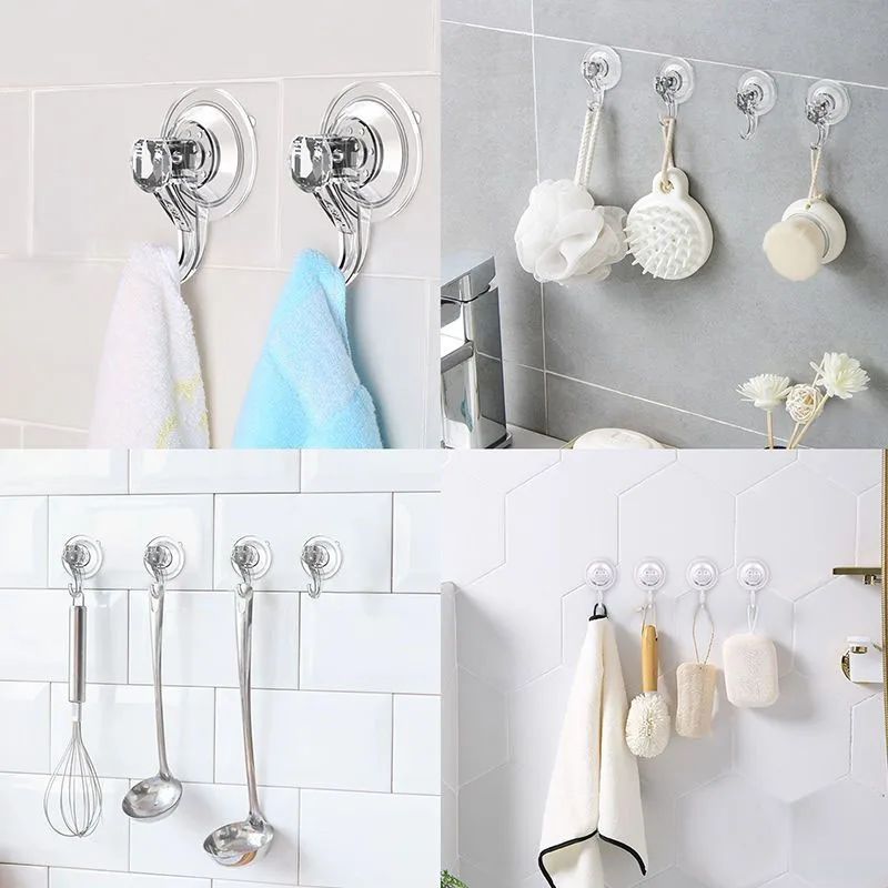 Suction cup hook, transparent and reusable heavy-duty vacuum suction cup hook, glass kitchen supplies, bathroom towel hook