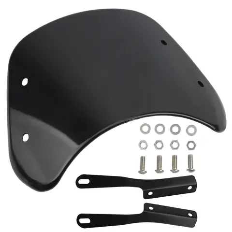 For Suzuki Honda Yamaha Kawasaki 5-7 Inch Universal Black Motorcycle Windshield Wind Deflector Front Windscreen Fairing
