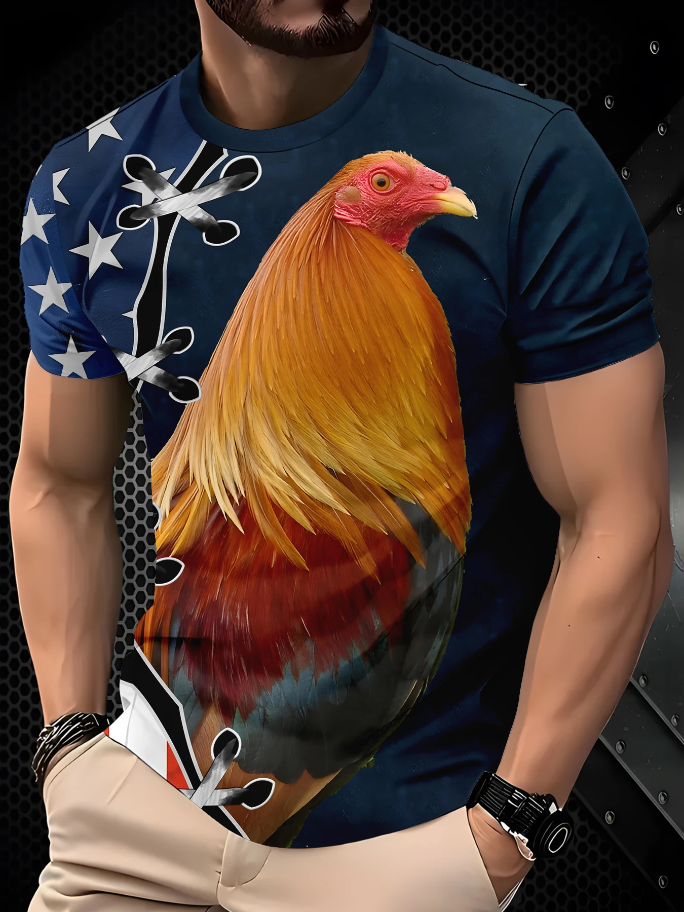 

Men's 3D Digital Printed Casual T-Shirt, Fashionable and Breathable Top