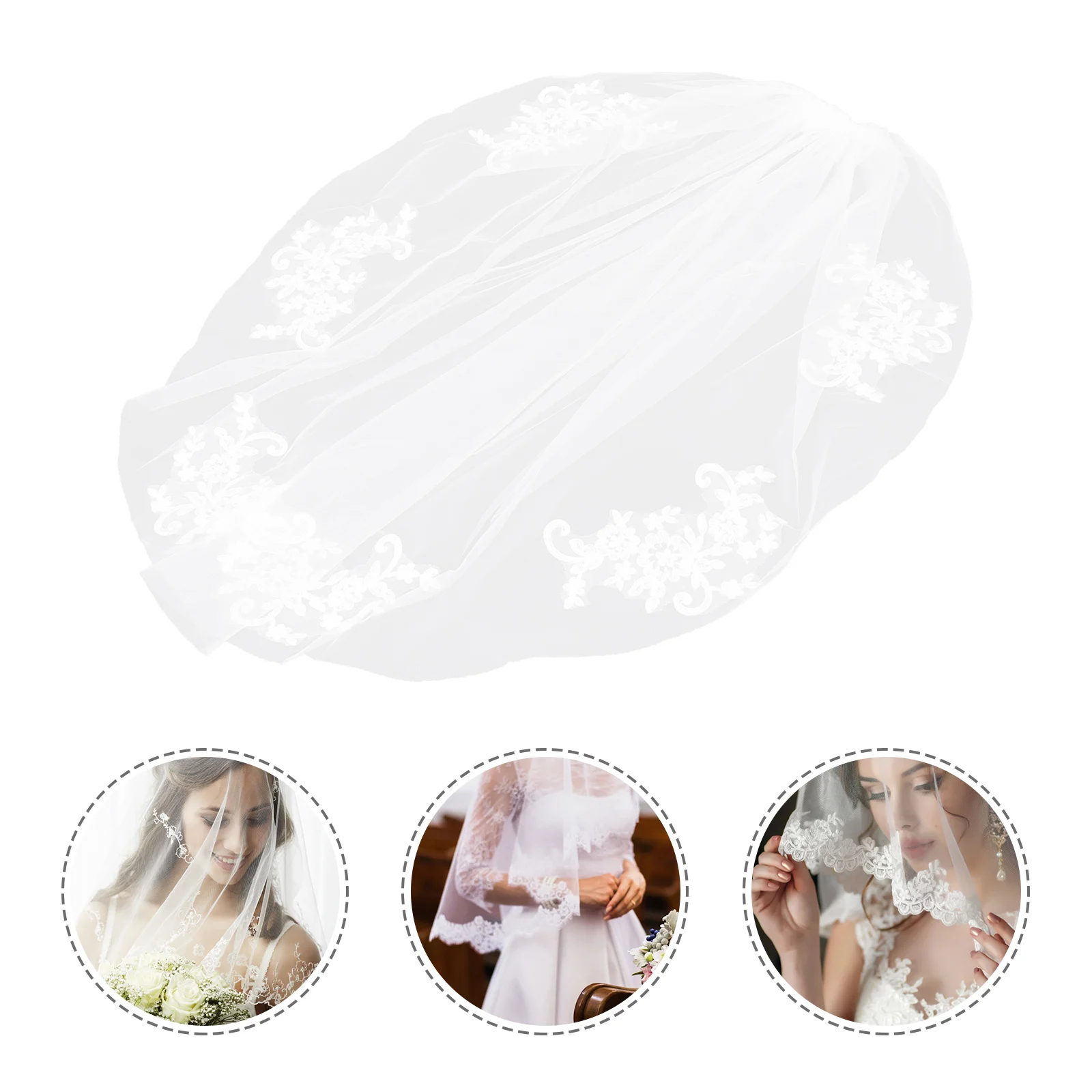 

Wedding Veil for Bride Short Bridal Dresses Veils Miss White Outfits Women Clothing