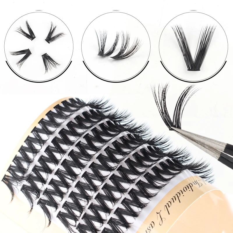 10 Rows Clusters Eyelash Thick V-shaped Eyelash Extensions Natural Soft Russian Volume Lashes Faux Mink Individual Eyelash