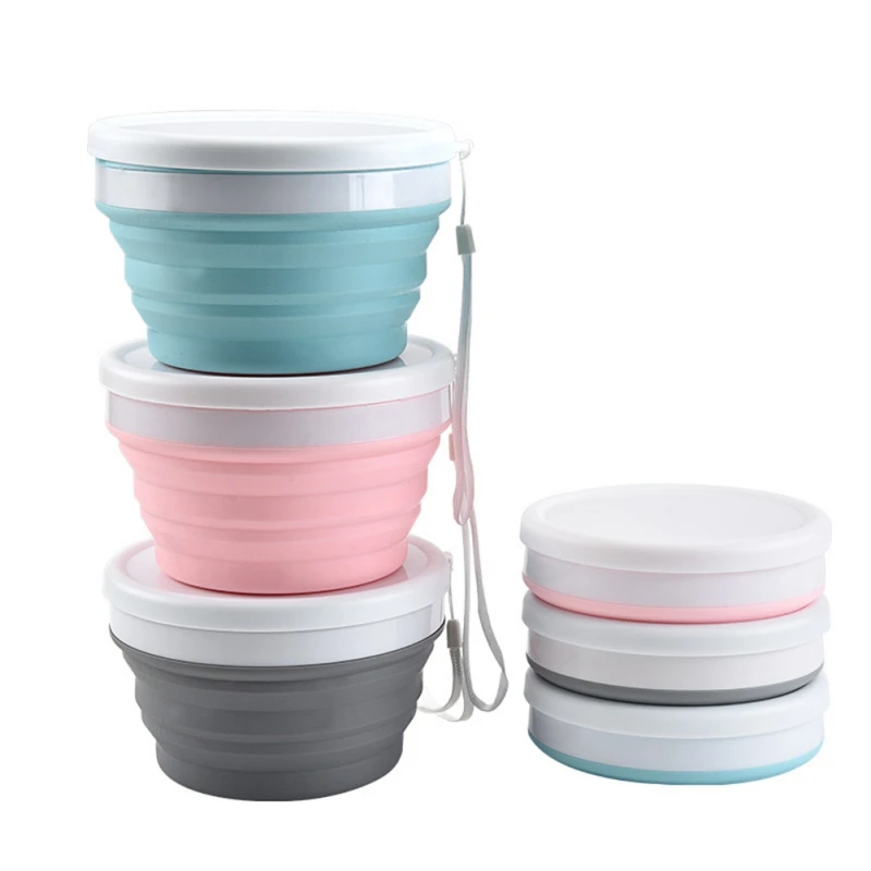 Multifunctional Silicone Foldable Bowl Camping Instant Noodles Box Portable Food Container Tableware Foldable Bowl With Lid