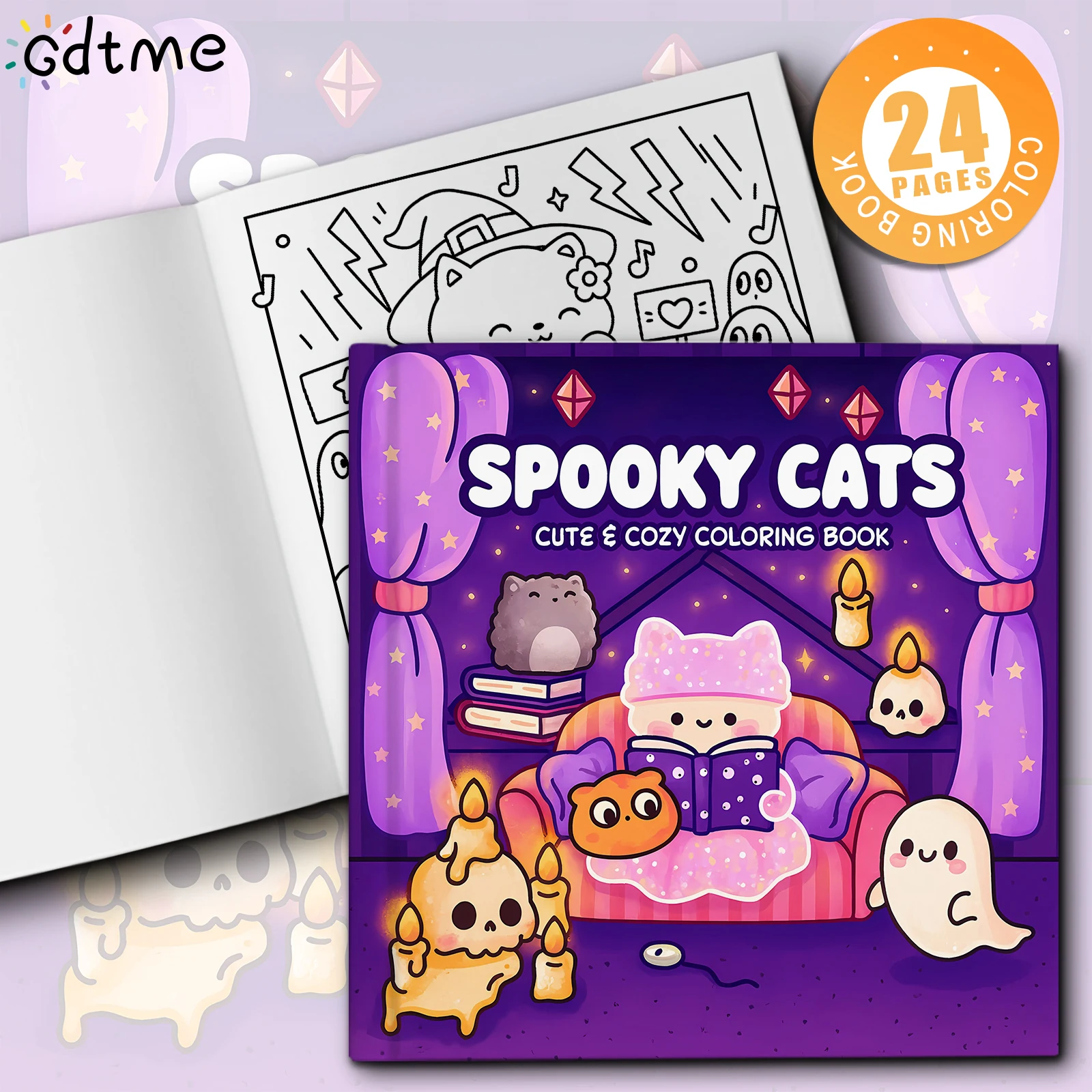 SPOOKY CATS Coloring Book for Adults Featuring Cartoon Bold-easy Patterns for Relaxation DIY Painting Drawing Books