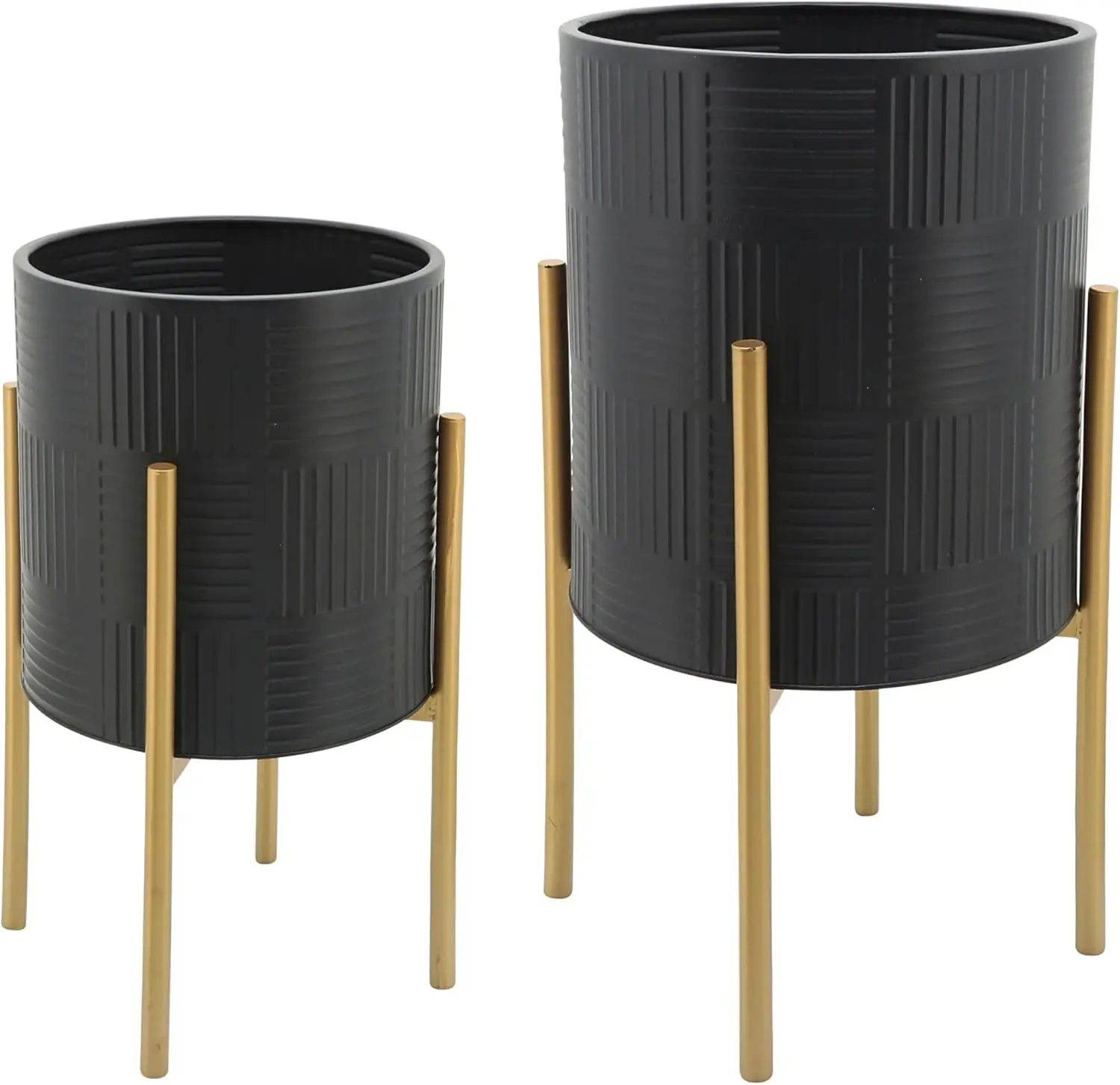 

Decorative Flower Pots with Metal Stand for Home Decor - Modern Planters for Hallway, Entryway, and Living Room Decor -